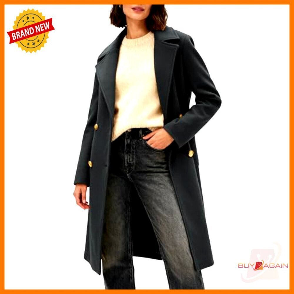 Classic Double-Breasted Trench Coat Elegant Minimal Chic Winter Overcoat - Picture 2 of 7